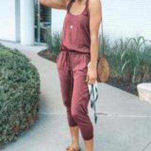Simple Solid Sleeveless Jumpsuits